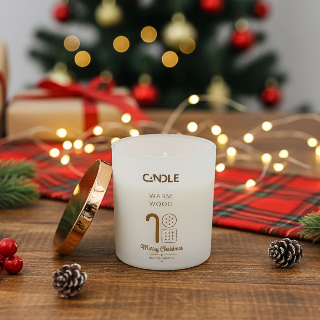 Vela Navideña Warm Wood