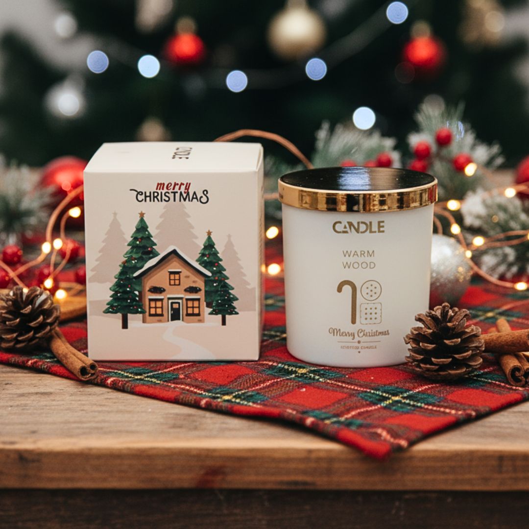 Vela Navideña Warm Wood