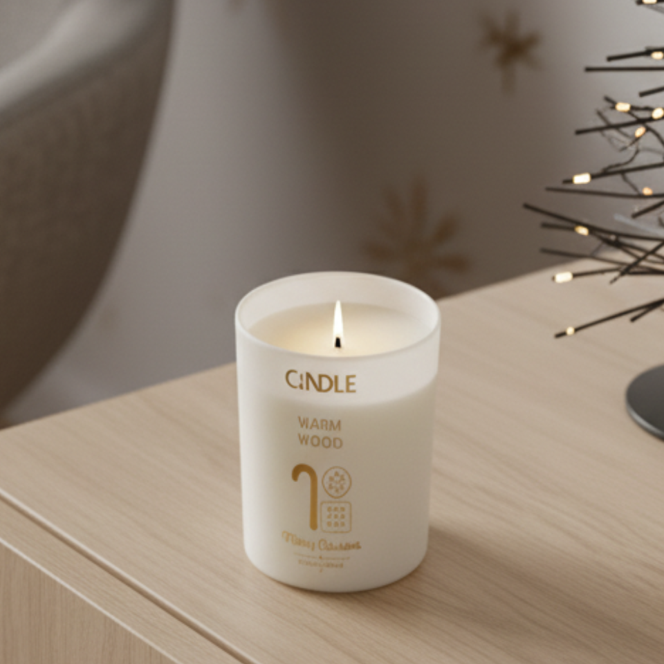 Vela Navideña Warm Wood