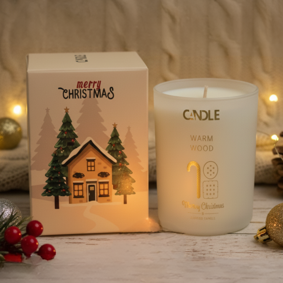 Vela Navideña Warm Wood
