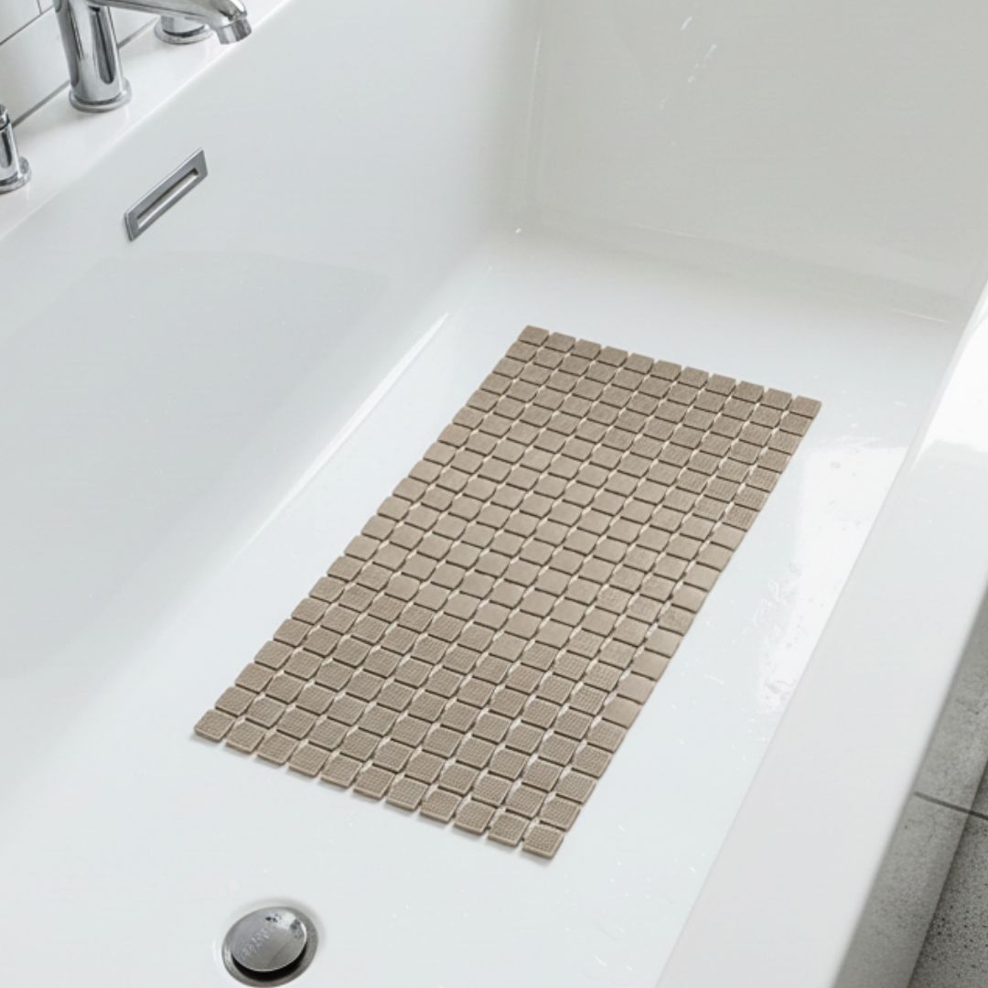 Alfombra Antideslizante Beige Grid (39x71 cm)