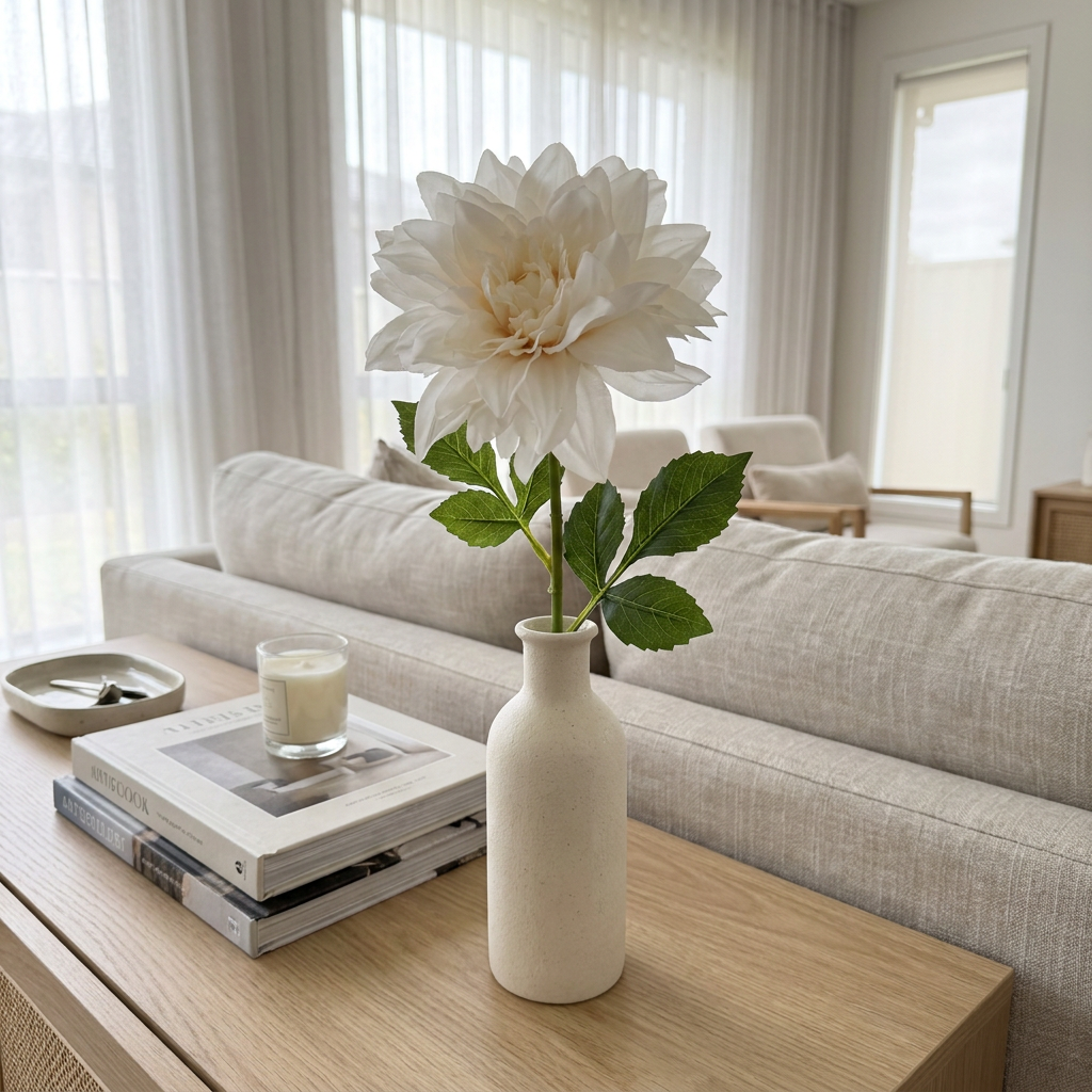 Dahlia White Stem 62 cm