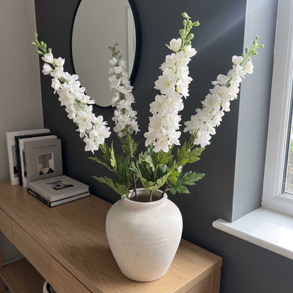Delphinium White Stem 89 cm