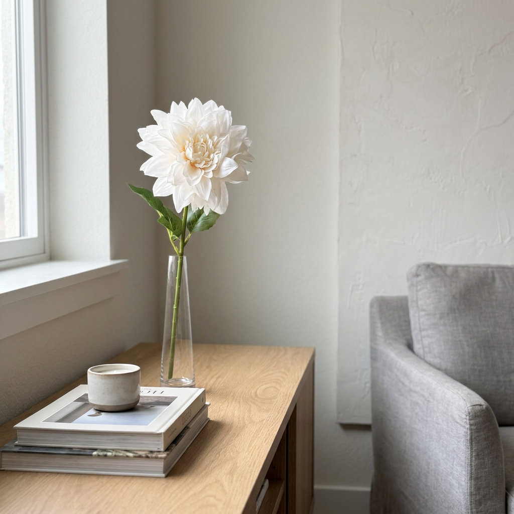 Dahlia White Stem 62 cm