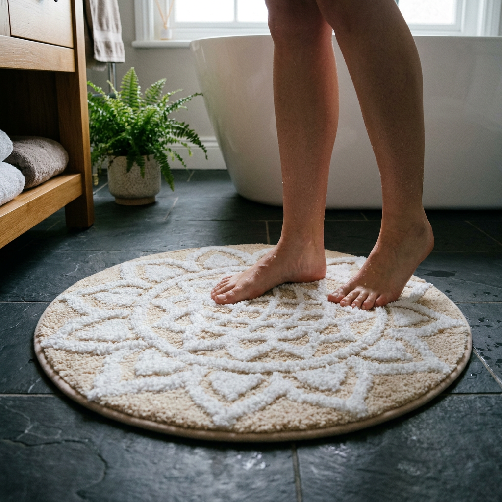 Alfombra de Baño Mandala Beige 60 cm