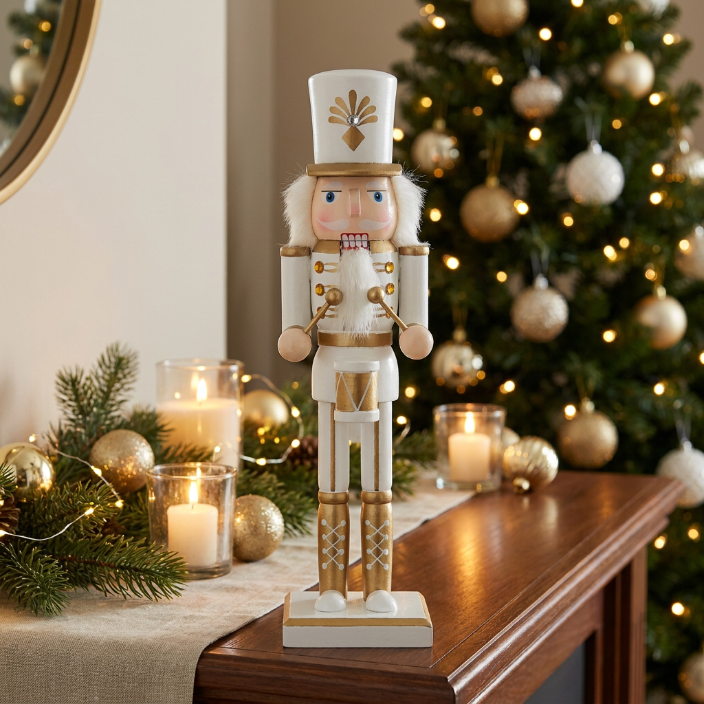 Cascanueces Drummer White & Gold 30 cm