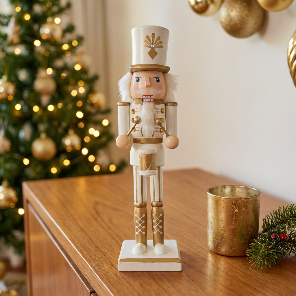 Cascanueces Drummer White & Gold 30 cm