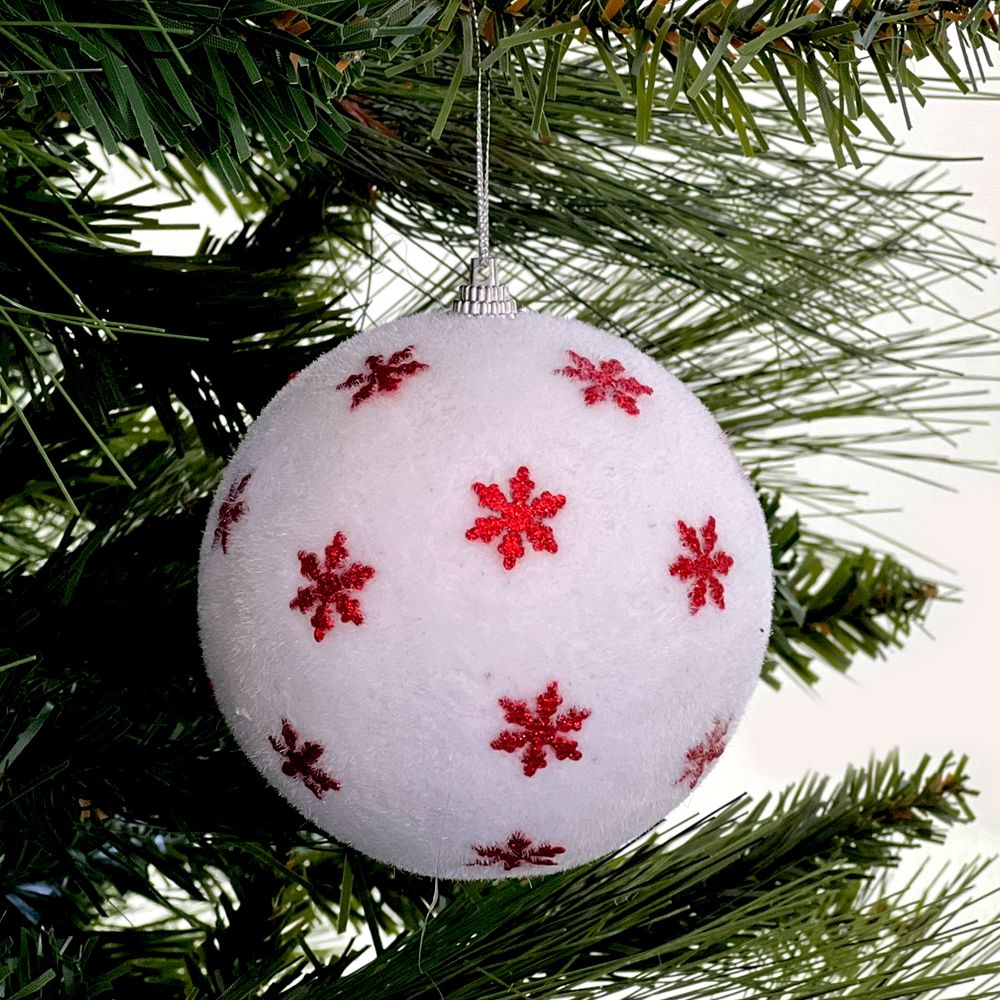 Esfera Red Snowflake 10 cm