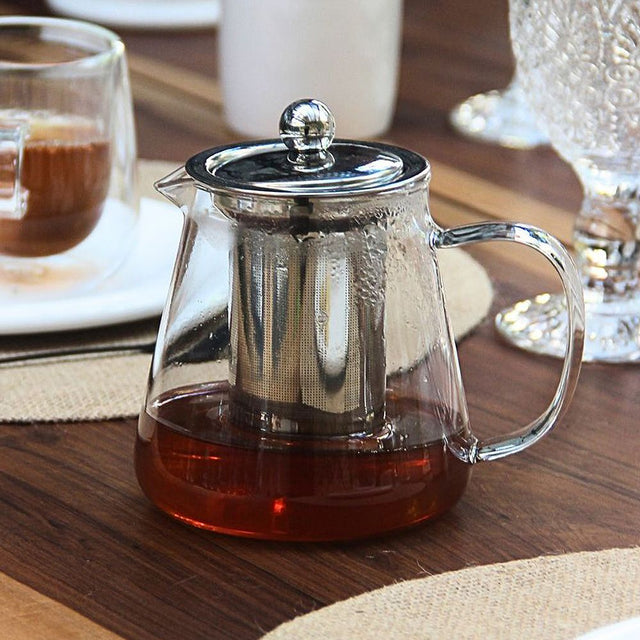 Tetera De Cristal De Borosilicato 1,3 Litros Con Colador - Protección Sobrecalentamiento, Ideal Para Té De Hojas Sueltas E Hierbas, Apta Microondas