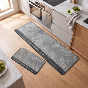 Set Alfombras Antideslizantes Cooking Time Gris