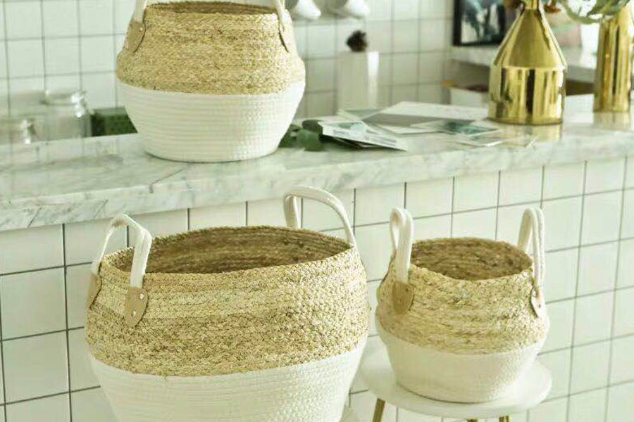 Canasto Bombe Crema / Blanco Mediano