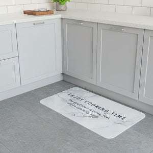 Set Alfombras Antideslizantes Marble White