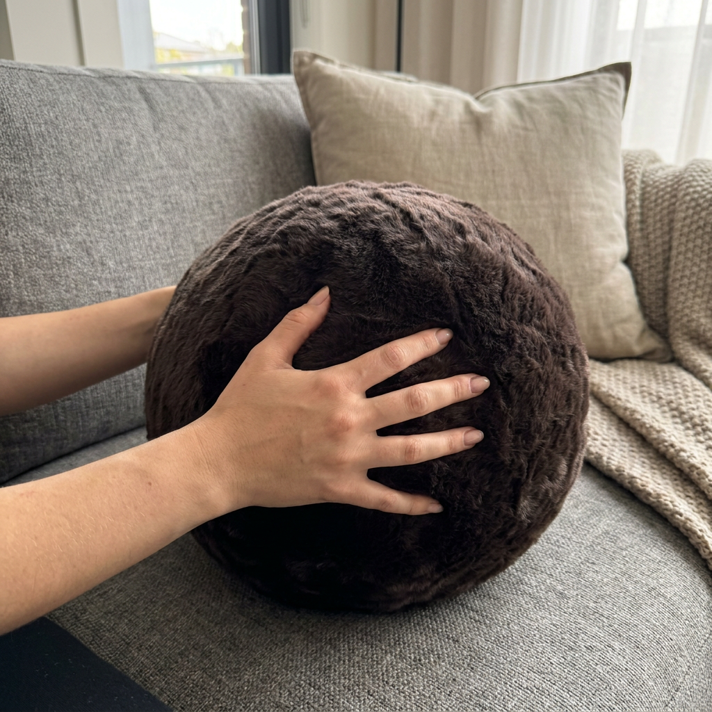 Almohadón Chocolate Pompon