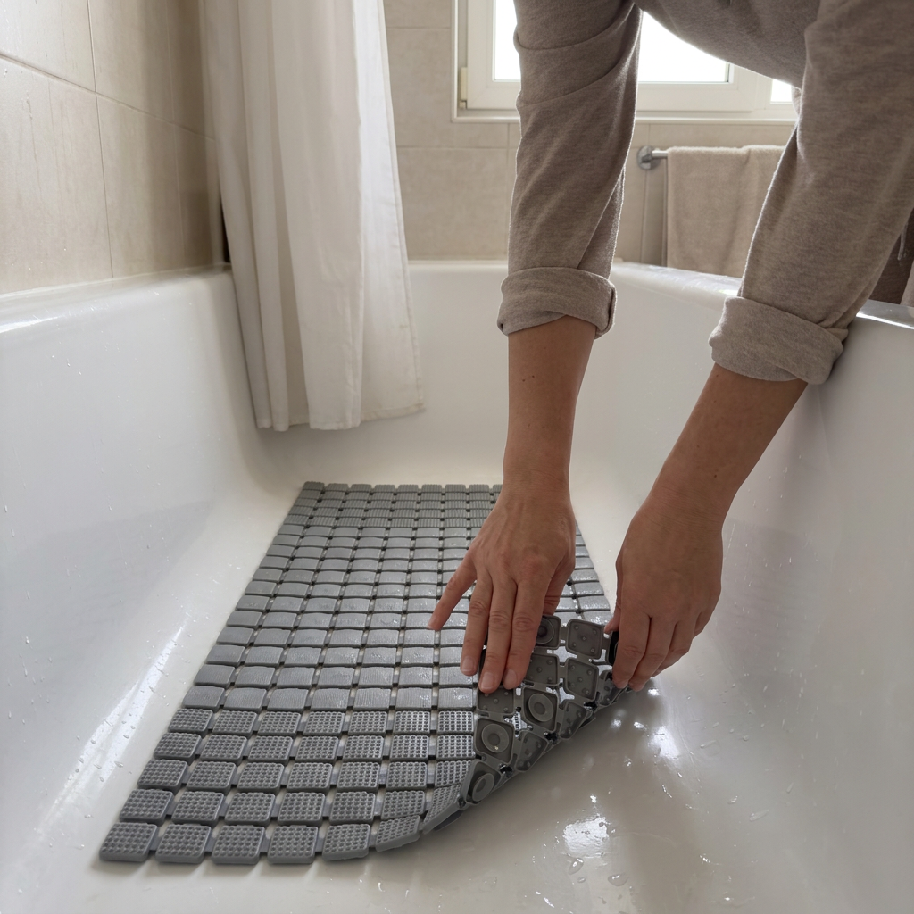 Alfombra Antideslizante Gris Grid (39×73 cm)