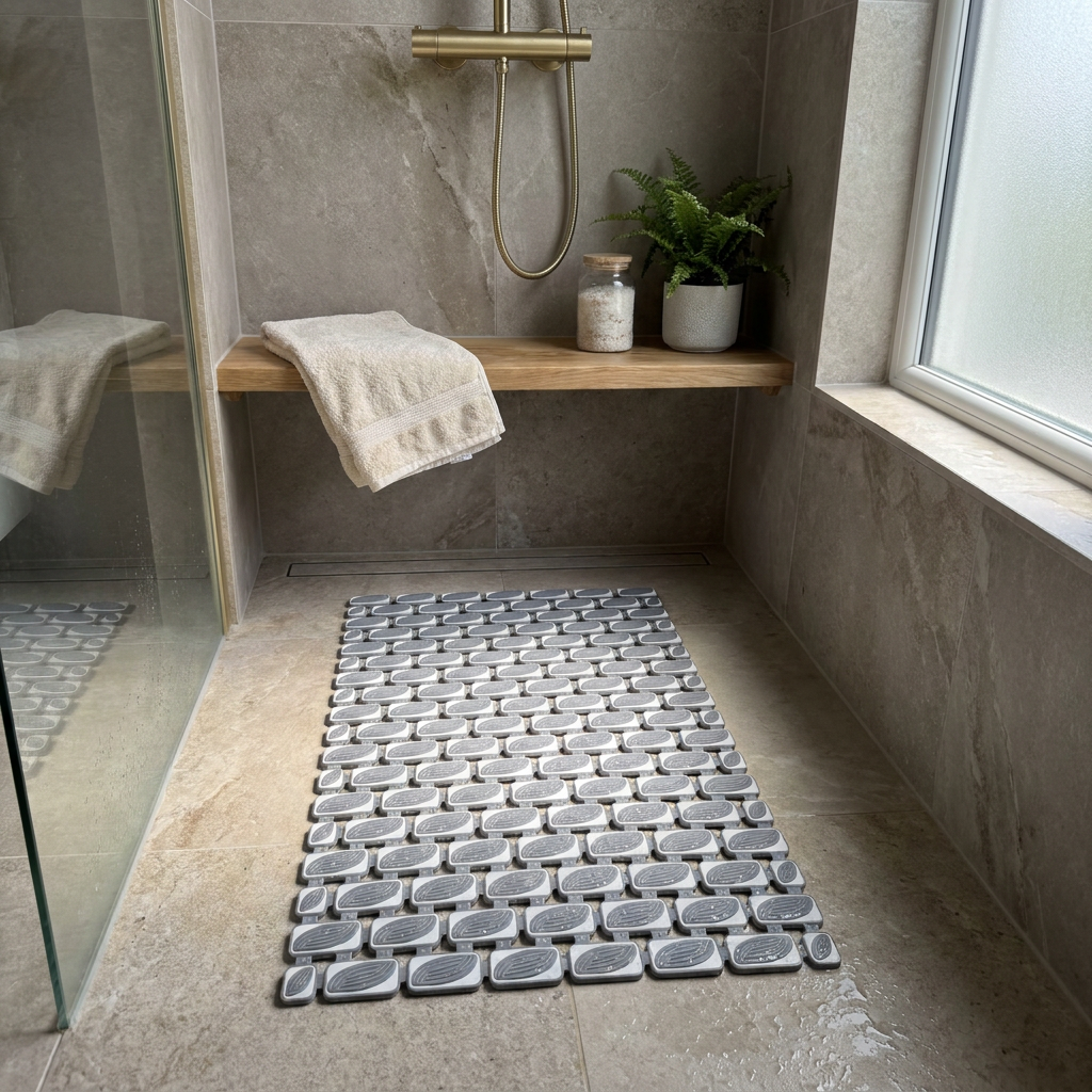 Alfombra Antideslizante Shell Gris Oscuro (40×70 cm)