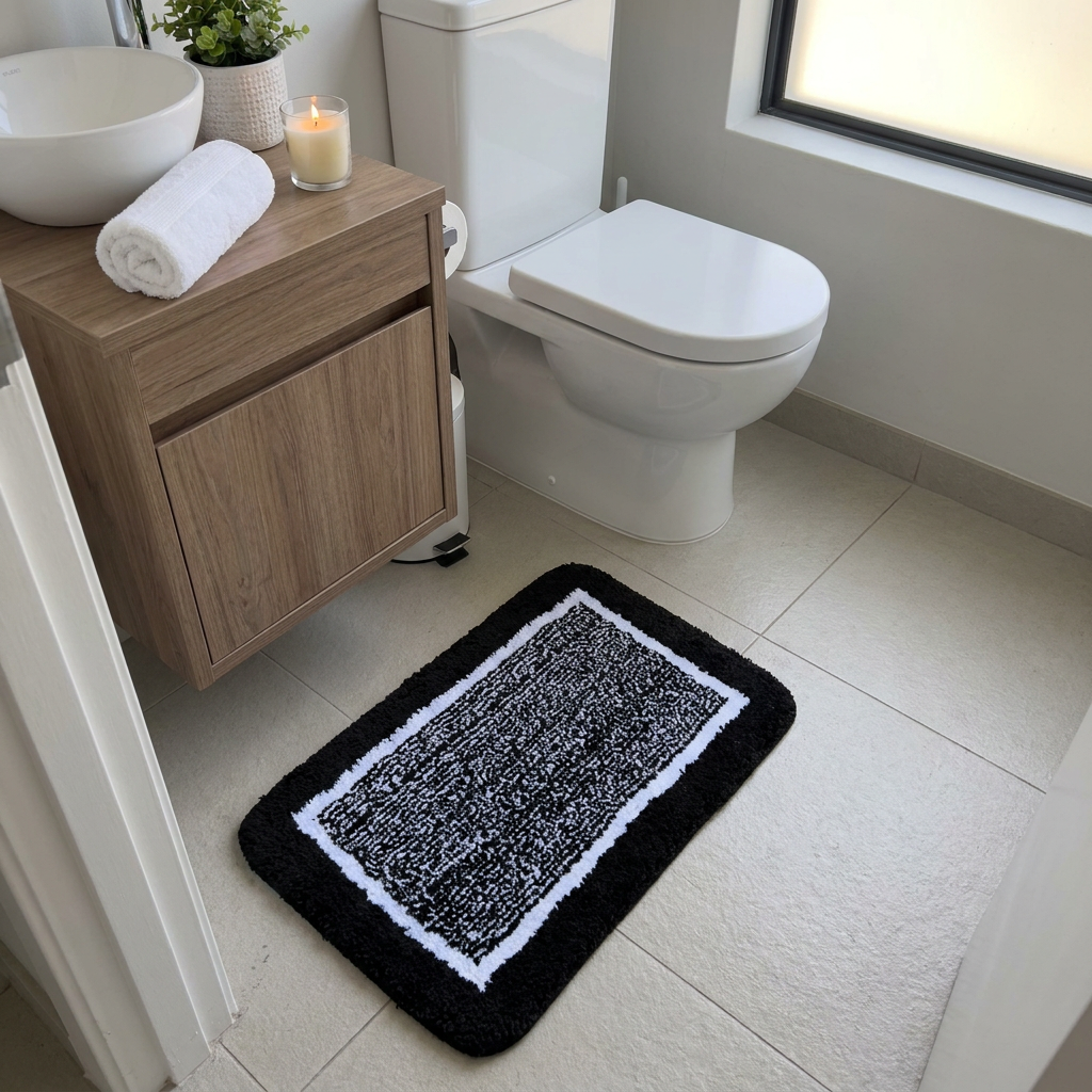 Alfombra de Baño Frame Negro 40 x 60 cm