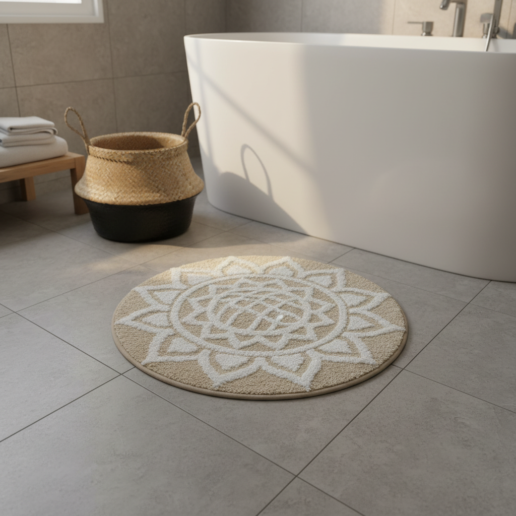 Alfombra de Baño Mandala Beige 60 cm