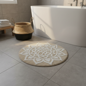 Alfombra de Baño Mandala Beige 60 cm