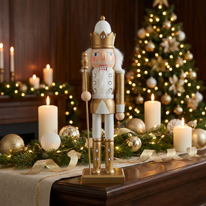 Cascanueces Knight White & Gold 30 cm