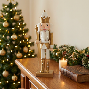 Cascanueces Knight White & Gold 30 cm