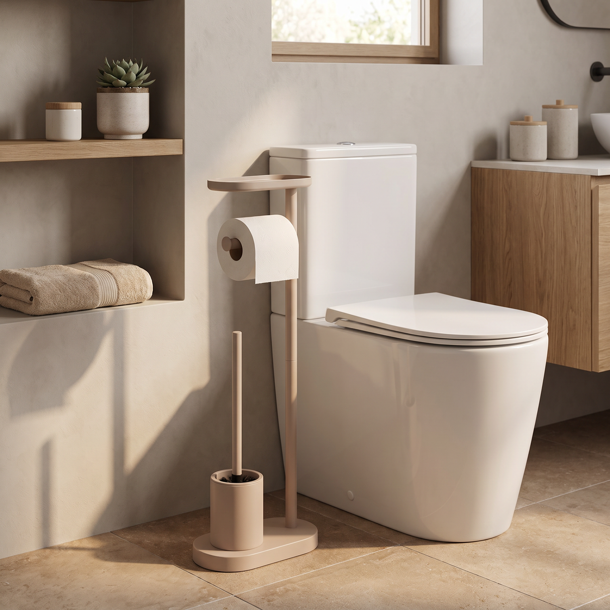Porta Papel Higiénico Stand Beige
